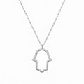 אופק אדלר אואה תכשיטים sterling silver hollow hamsa pendant necklace on a delicate chain