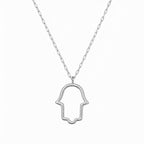 אופק אדלר אואה תכשיטים sterling silver hollow hamsa pendant necklace on a delicate chain